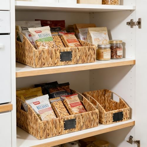 Water Hyacinth Pantry Baskets Set of 3, Chalkboard Labels - Image 6