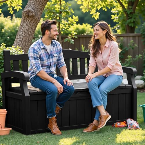 Flamaker 80 Gallon Storage Bench, Deck Box with Seat Waterproof All-Weather - Image 6