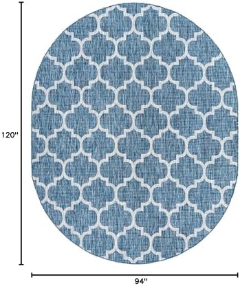 Unique Loom Outdoor Trellis Collection Area Rug - Trellis (Oval 7' 10" x 10' 0", Navy Blue/ Ivory) - Image 2