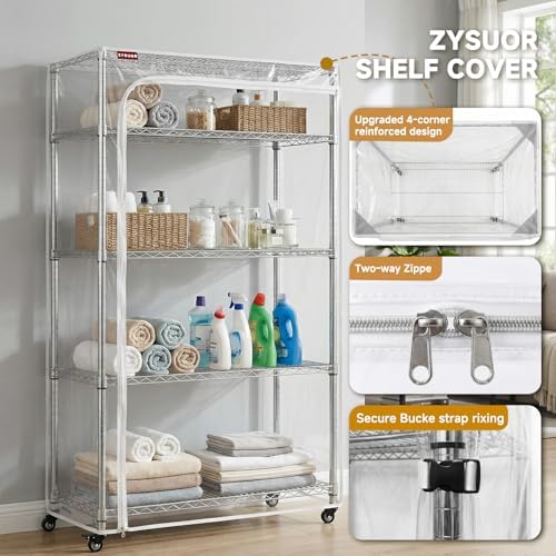 Clear PVC Wire Shelving Cover, Fits 48"W x 24"D x 72"H Storage Rack - Image 3