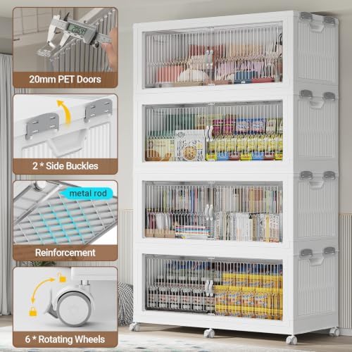 BROVIEW 1360Qt Stackable Storage Bins with Lid for Home Dorm, 4Pack White - Image 3