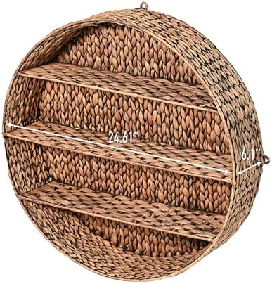 happimess Annulus 3-Shelf Circular Hyacinth Wall Rack 24.6", Brown - Image 3