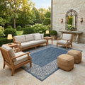 Unique Loom Outdoor Border Collection Area Rug - Floral Border (5' 1" x 8' Rectangle, Blue/ Ivory) by UniqueLoom