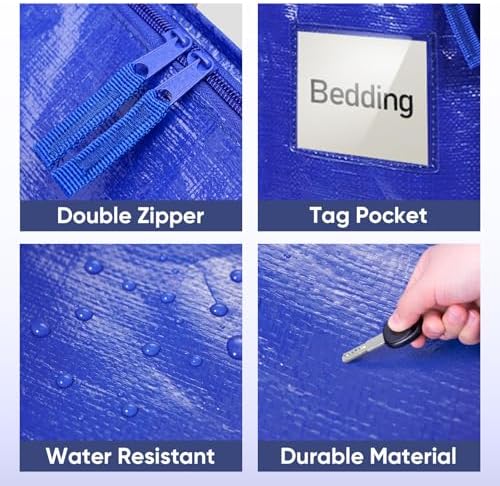 TICONN 16 Pack Extra Large Moving Bags with Zippers & Carrying Handles, Heavy-Duty Storage Tote Moving Boxes for Space Saving (16 PK, 30 Gallon) - Image 5