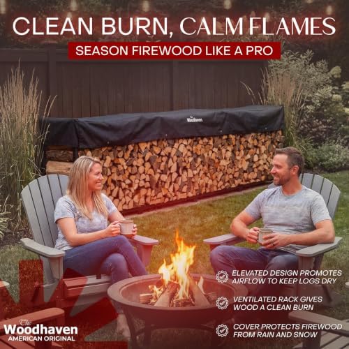 Woodhaven Black Large Outdoor Firewood Rack (16 Foot, With Cover) - Image 5