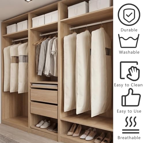 Aliceset 6 Pcs 40 Inches 50 Inches Cotton Garment Bags for Hanging Clothes - Image 3