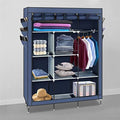 Knocbel Closet Organizer Freestanding Clothes Garment Rack Portable Closets Non-Woven Fabric Cover Wardrobe with Storage Shelves & Hanging Rod, 50" W x 17.7" D x 69" H Dark Blue by Knocbel