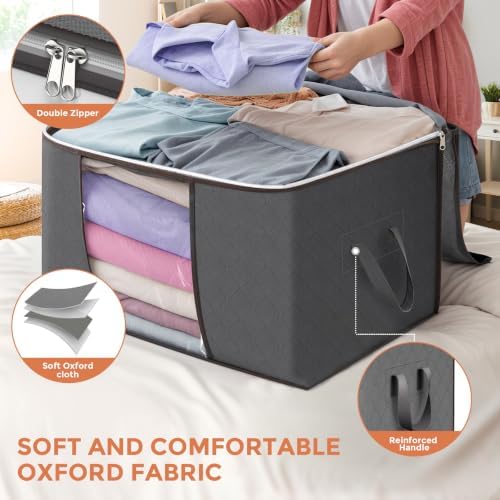 90L Large Storage Bags, 10 Pack Clothes Storage Bins Closet Organizers - Image 4