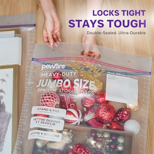 Heavy Duty 10 Gallon Large Storage Bags, 6 Mil Handle Big Zip Seal Lock Bag - Image 5