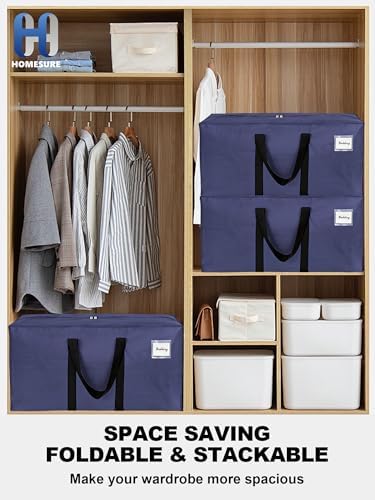 HOMESURE8 Pack 40 Gal Large Strong Moving Bags with Zippers & Carrying Handles - Water-Resistant - Heavy Duty Storage Tote for Space Saving, Fold Flat, Alternative to Moving Box (Blue) - Image 6