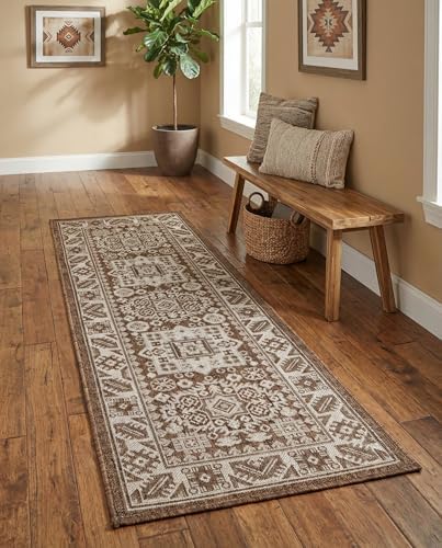 Rugs.com - Outdoor Aztec Rug – 6 Ft Runner Brown Indoor/Outdoor Rug – Washable Flatweave for Patios, Porches, and Hallways - Image 4