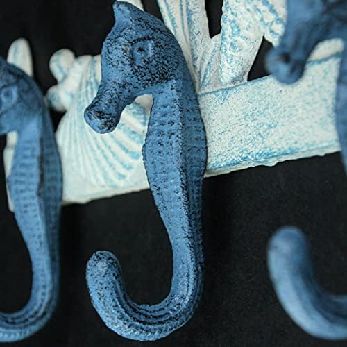 Zeckos Decorative Wall Hooks, 15.5 Inch Cast Iron Seahorse Rack - Image 5