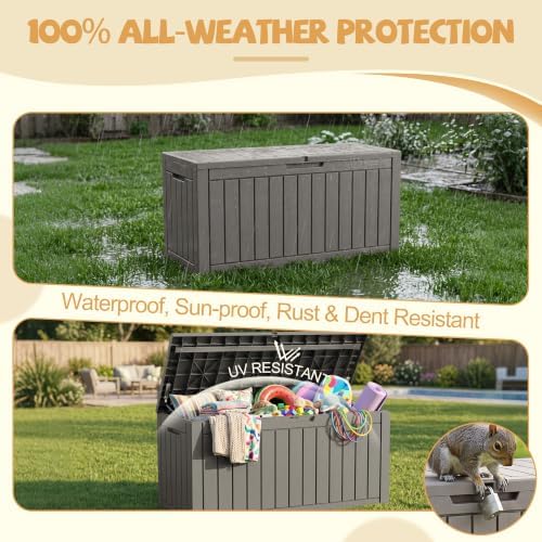 Outdoor Storage Box Waterproof, 180 Gal Gen 2 Resin Deck Box With Wheels - Image 2