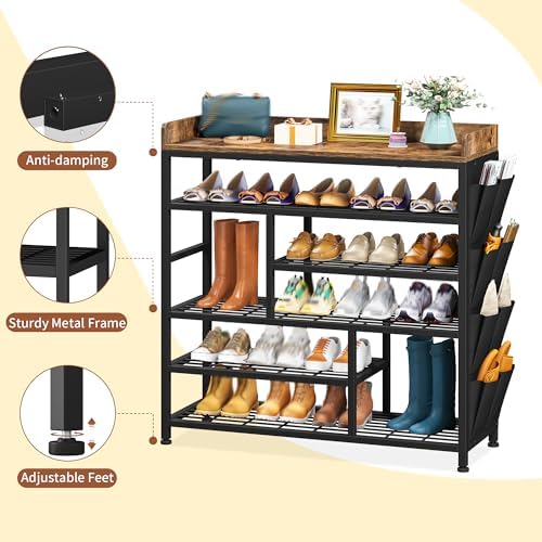 EnHomee 6‑Tier Shoe Rack for Entryway, Holds 24 Pairs, Tall Boot Section - Image 5