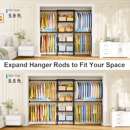 Ulif M2 Wall Mounted Closet System, Black Clothes Rack Mount onto the Wall - Image 2