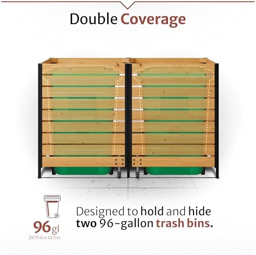 Enclo Premium Wood Dual Trash Can Storage Enclosure, DIY Kit - Image 6