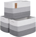 Baskets for Organizing,Storage Baskets,3 Pack Baskets for Shelfves,15"×10"×9" Woven Grey Basket,toy storage bins,bins for organization by Degeyoyo