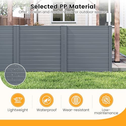 GIANTEX No-Dig Air Conditioner Fence, 4 Panels, 48''W x 48''H, Gray - Image 6