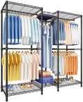 Ulif E12 Clothes Rack，Heavy Duty Freestanding Garment Rack with Shelves，Metal Clothing Closet Storage System for Hanging Clothes，57.1" W x 16" D x 76.5" H, Hold 860 lbs，Black by Ulif