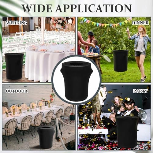 Tanlade 4 Pcs 44 Gallon Stretch Spandex Trash Can Covers Round, Black - Image 6