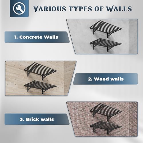 Jusgym 2 Pack Heavy Duty Garage Wall Shelving with 8 Hooks, 2x3ft, 500lbs - Image 6