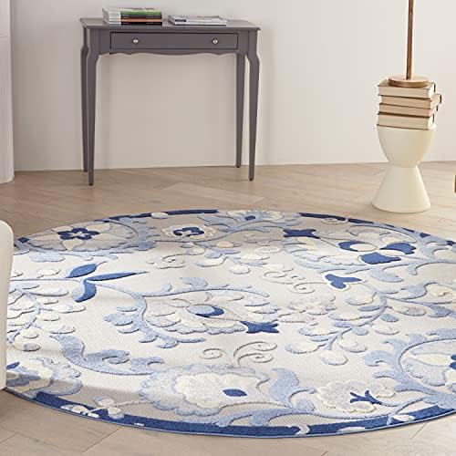 Nourison Home Aloha Blue Grey 7'10" x Round Area Rug - Easy Clean, Non Shedding, Bed Room, Living Room, Dining Room, Kitchen (8' x Round) - Image 4