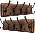 Dseap Coat Rack Wall Mounted - 5 Tri Hooks, Heavy Duty, Wooden Wall Coat Hanger Coat Hook for Clothes Hat Jacket Clothing, Natural & Black, 2 Packs by Dseap