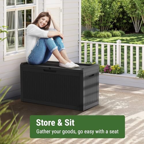 Mars Villa Deck Box, Waterproof Outdoor Storage Box, 60 Gallon, Black - Image 4