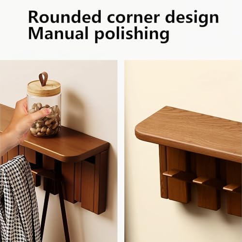 Paint Wood Wall Mounted Coat RackHooks Piano Key Hangers Natural Solid Wood Hanger Non-Woven Fabric Clothes Hangers for Closet, Kitchen, Bedroom, Bathroom, Entryway（Shelf+Walnut 12 Hooks） - Image 6