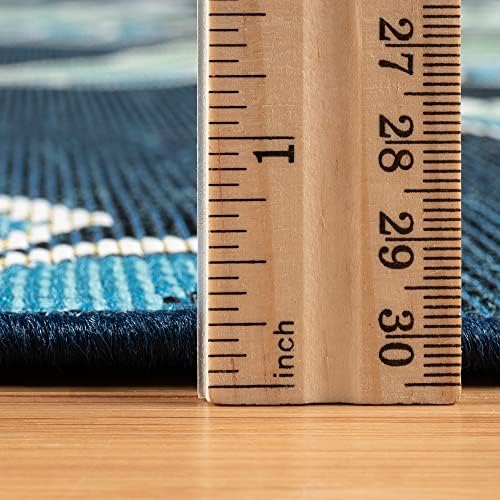 Gertmenian Premium Printed Indoor Outdoor Rugs by Reyn Spooner - 8x10 Ft Large, Soft, Durable, & Washable Tropical Rugs for Deck, Patio or Living Room - Monstera Leaf, Navy - Image 3