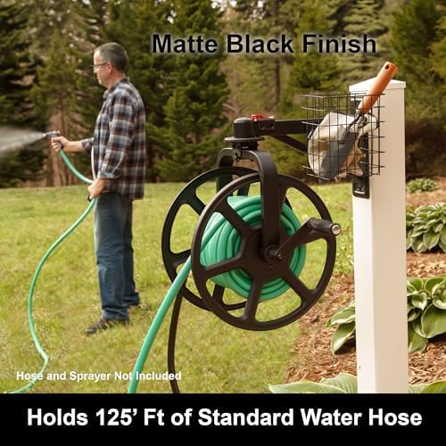 Liberty Garden Single Arm Navigator Hose Reel with Pull Up Latch, Black - Image 7