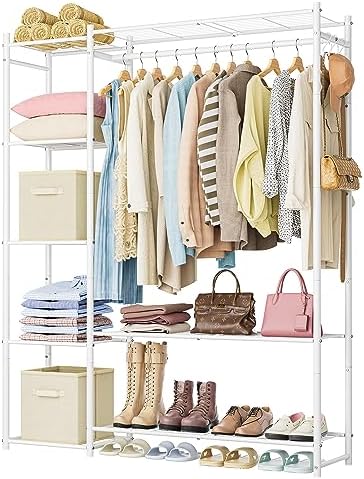 HOMIDEC Wardrobe Closet,Portable Clothes Rack with 4 Tiers Shelves by DecorateYourHome