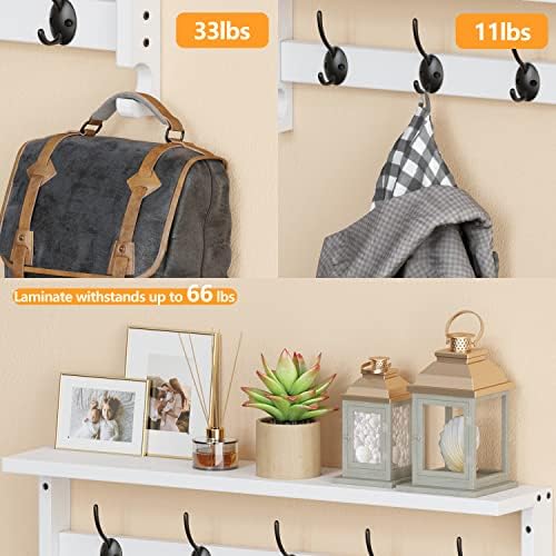 AMBIRD Coat Rack Wall Mount with Shelf, 28.9 Inches Coat Hooks Wall Mounted with 5 Hooks, Hat Wall Hooks for Hanging in Entryway, Living Room, Bathroom, Bedroom (White, 28.9 * 4.5 inches) - Image 6