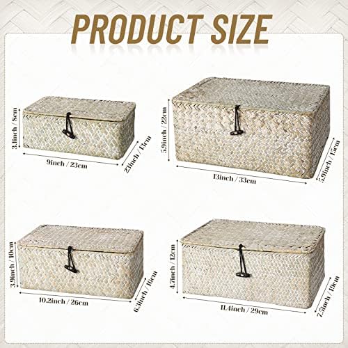 Woanger Set of 4 Wicker Baskets with Lids, White - Image 2