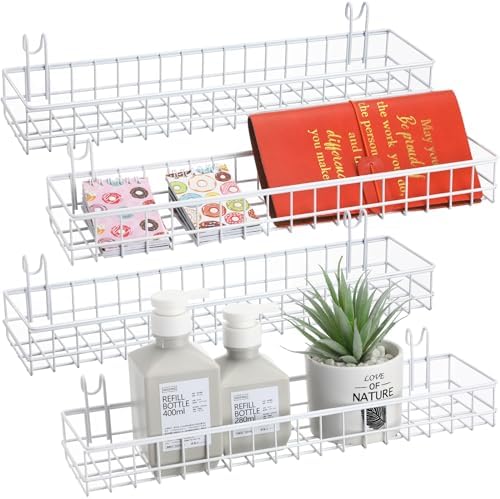 Blulu 4 Pcs Grid Wall Shelf Panel Basket, 15.75 x 3.94 x 1.97 Inch, White by Blulu