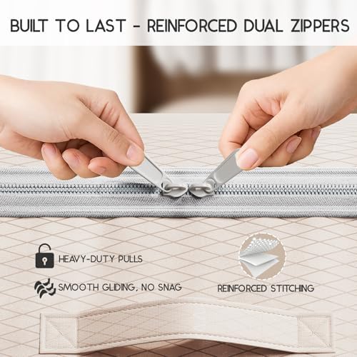 Homsorout Compression Storage Bags for Comforters - 4 Pack Long Large 100L Compression Bags, 3-Layer Washable Ultra Space Saving Self Comforter Storage Bag for Blankets, Sheets, Clothes, Beige - Image 5