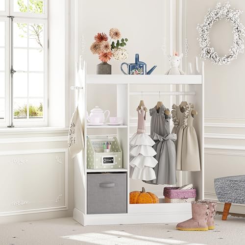 UTEX Kids Dress up Storage with Crown-Shaped Design and 2 Fabric Bins - Image 7