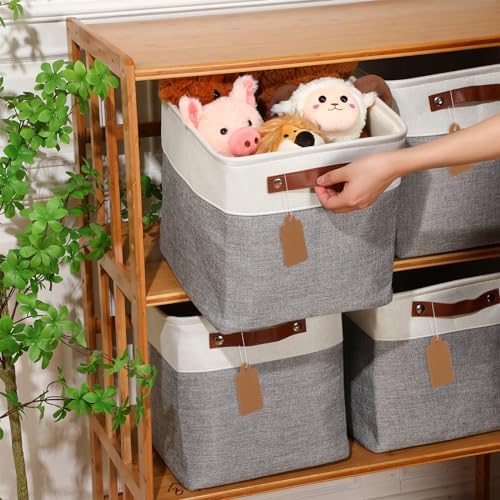 Uiifan 10 Pcs Collapsible Fabric Storage Baskets, 12 x 12 x 12 Inch, Gray - Image 2