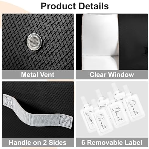 Comforter Storage Bag - 130L Large Capacity Blanket Storage Bags 3-Layer Ultra Space Saving Self Compression Organizer, Washable Compression Bags for Storage Comforter Blanket, 6-Pack, Black - Image 6