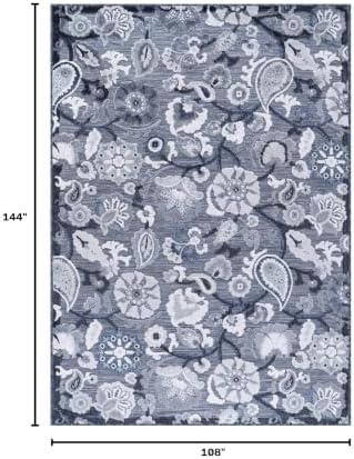 Luul Home Floral Indoor Outdoor Rugs 9x12 Large Area Rug for Living Room, Patio Decor, Kitchen, and Entryway Rug, Washable Stain Resistant Outside Carpet Navy 9 x 12 - Image 2