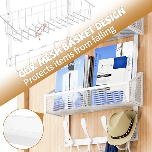 Kaiferty Over The Door Hooks Organizer, Coat Rack Over The Door Storage Hanger Towel Rack, Back of Door Storage Organizer for Bathroom,Bedroom,Kitchen,Office (White, 4-Tier) - Image 6