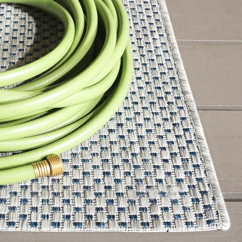 SAFAVIEH Courtyard Outdoor Square Rug 7'10", Grey & Navy CY8521-36812 - Image 3