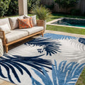 Rugshop Lucca Indoor/Outdoor Contemporary Floral Deck Area Rug Navy 5' x 7' by Rugshop