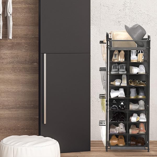 Simple Houseware 16 Cube Shoe Stand Tower Rack 8 Tier, Dark Gray - Image 6