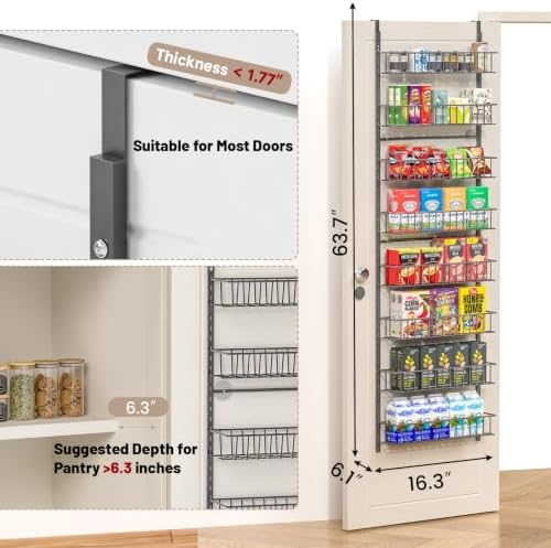 ElegantArray 8-Tier Pantry Door Organizer, Deep Gray - Image 3