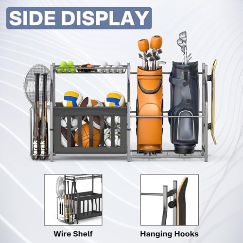 WALMANN Garage Sports Equipment Organizer, Balls and Golf Bags Stand - Image 5