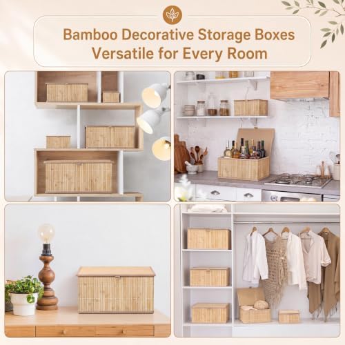 Newtay Set of 5 Large Bamboo Decorative Storage Boxes with Lids - Image 6