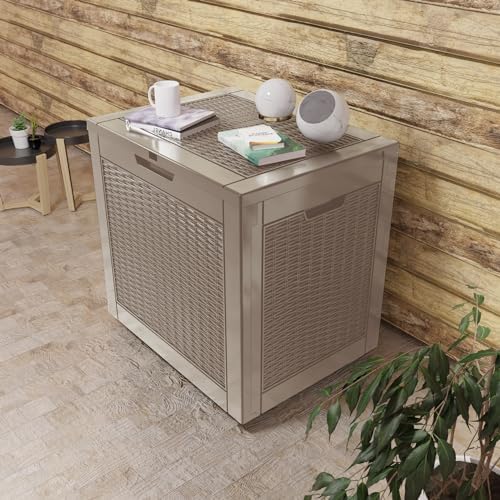 Vixzen 31 Gallon Deck Boxes Outdoor Waterproof, Resin Lockable Storage Box for Patio Cushions Storage Furniture, Garden Tools, Pool Supplies, Weatherproof and UV Resistant (Grey, 31 Gallon) - Image 5