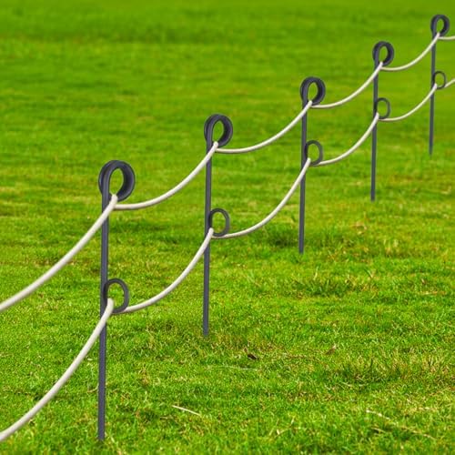MorningRo 18 Pcs 42'' Double Rope Stakes Black Steel Poles/Stakes with Loop Fence Poles for Creating a Rope Border Around Flower Beds, Trees, Gardens, Walkways - Image 7