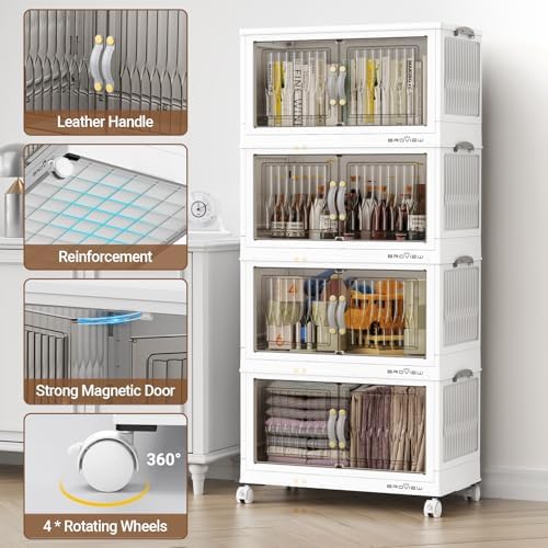 BROVIEW 300Qt Stackable Storage Bins with Lid for Home Dorm, 5Pack White - Image 6